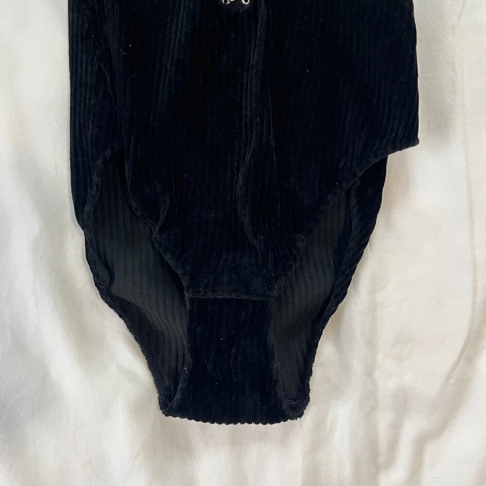 Icone Lingerie Black Velvet Ribbed Jessy Body Noir Bodysuit | Size M - Picture 3 of 7